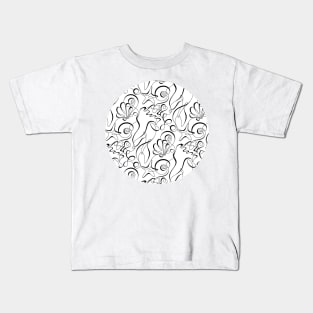 Noncolored curly continuous line seashells design Kids T-Shirt
